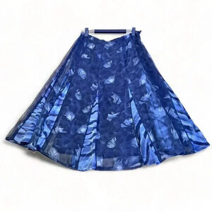 Coldwater Creek Womens Silk Blend Floral Flare Skirt Sz M 10-12 Elegant
